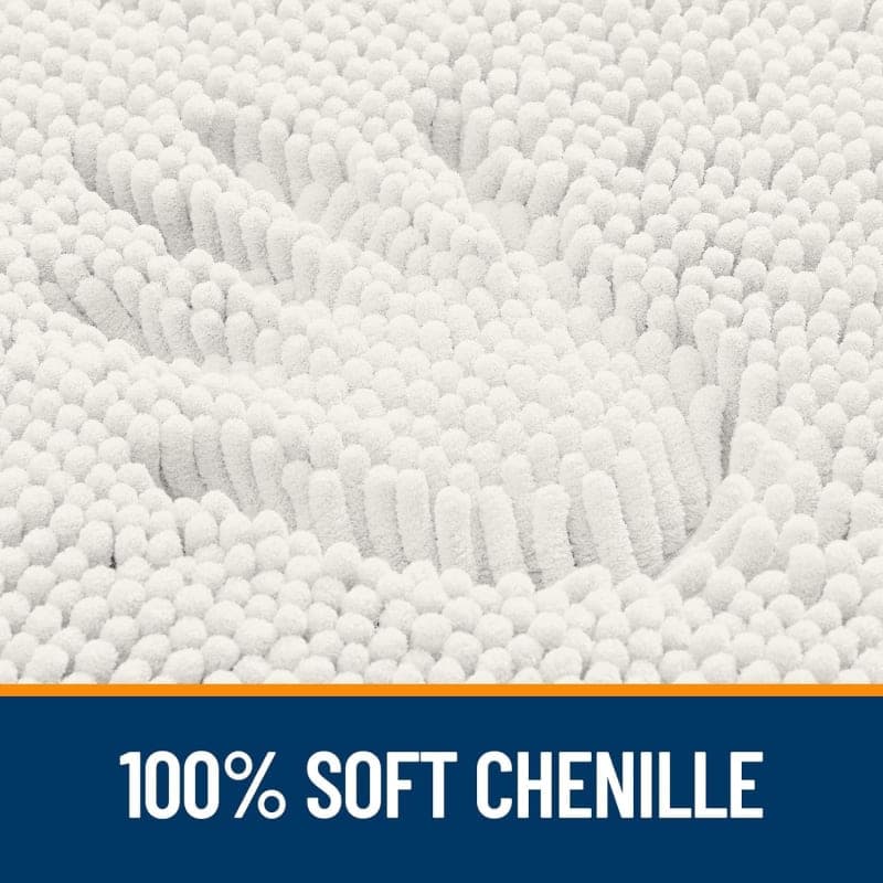 Ivory chenille bath rug with plush texture and rubber backing for soft bathroom floor comfort gallery view 3