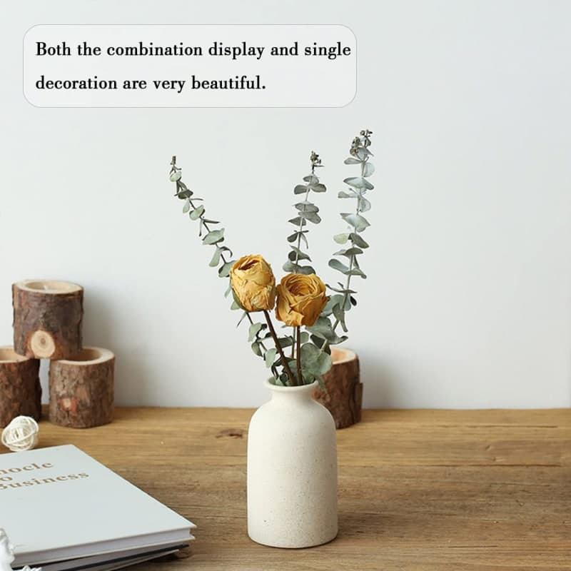 Beige ceramic vase set with textured finish for dried flowers, pampas grass, shelf, and table decor gallery view 2