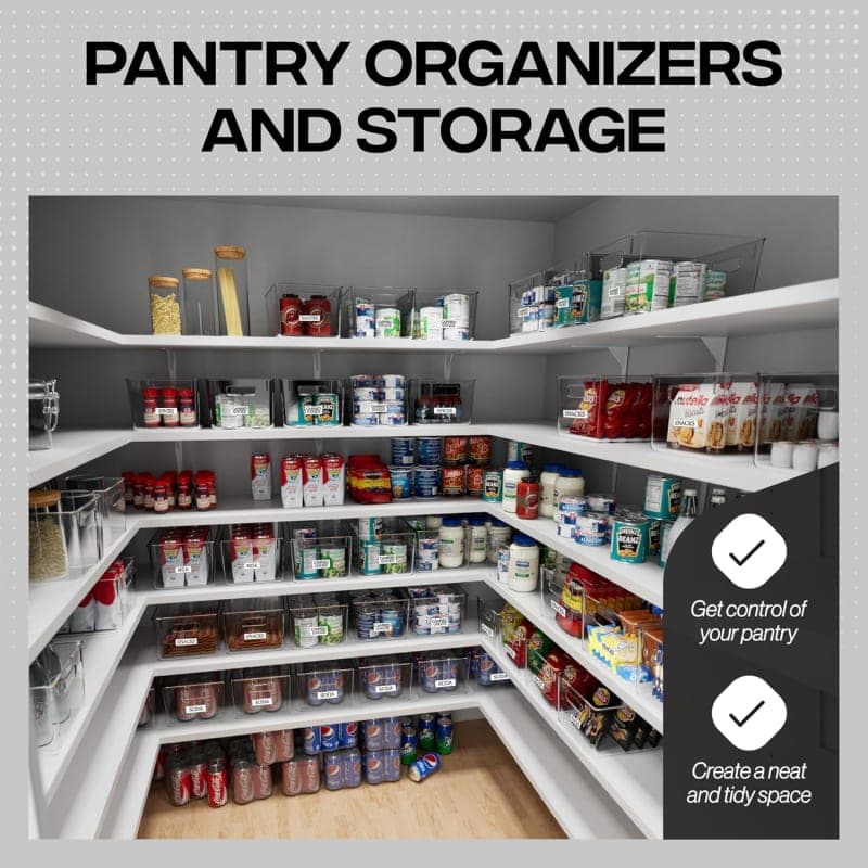 Clear plastic storage bins with handles for pantry, kitchen, laundry, and cabinet organization gallery view 2