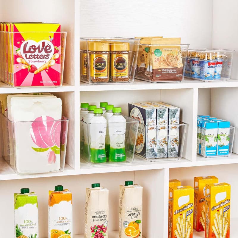 Clear plastic storage bins with handles for pantry, cabinet, closet, and home organization gallery view 3
