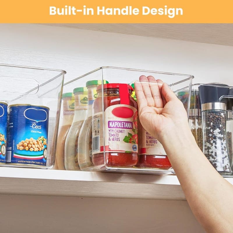 Clear plastic storage bins with handles for pantry, cabinet, closet, and home organization gallery view 4