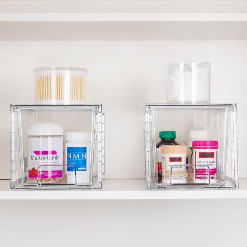 Clear stackable acrylic storage drawers for bathroom, closet, pantry, and under-sink organization gallery view 3