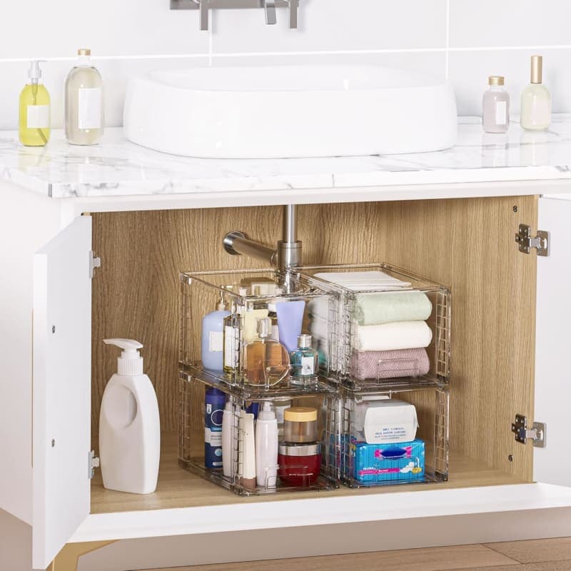 Clear stackable acrylic storage drawers for bathroom, closet, pantry, and under-sink organization gallery view 4