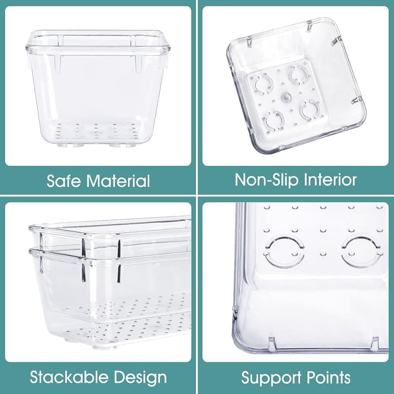 Clear plastic drawer organizer set in multiple sizes for makeup, jewelry, office, kitchen, and bathroom storage gallery view 1