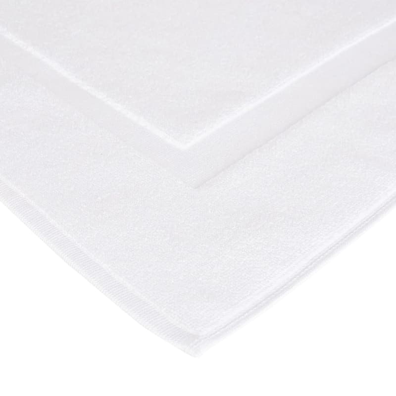 Bright white cotton non-slip bath mat for a clean spa-style bathroom floor gallery view 3