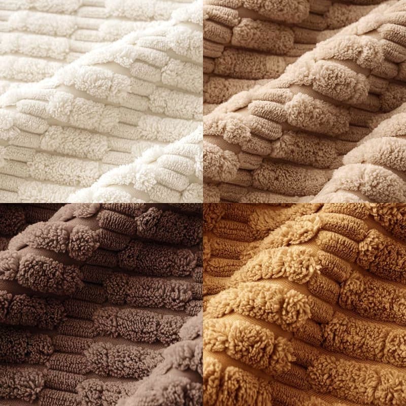 Neutral corduroy throw pillow covers in brown, beige, cream, and white for sofa or bed decor gallery view 1