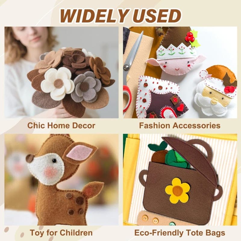 Earth tone felt fabric sheets in beige, brown, cream, and tan for DIY home decor crafts gallery view 1