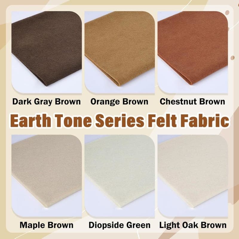 Earth tone felt fabric sheets in beige, brown, cream, and tan for DIY home decor crafts gallery view 3
