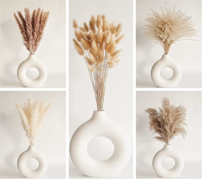 Natural dried pampas grass and bunny tails in neutral tones for boho vase and home decor gallery view 1