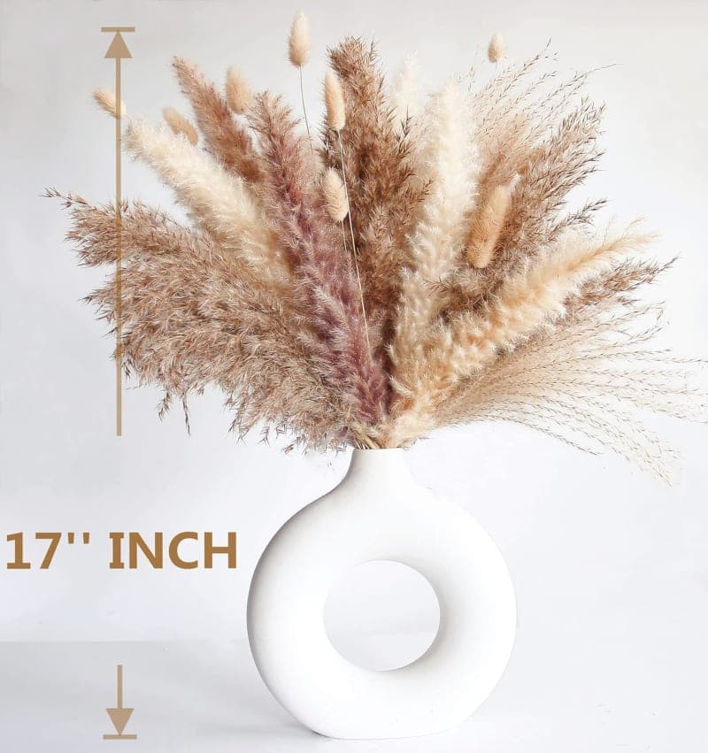 Natural dried pampas grass and bunny tails in neutral tones for boho vase and home decor gallery view 3