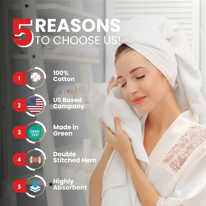 White cotton hand towel set with soft hotel-style texture for bathroom and guest vanity use gallery view 3
