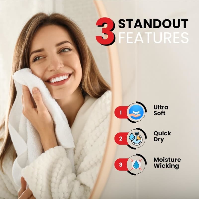 White cotton hand towel set with soft hotel-style texture for bathroom and guest vanity use gallery view 2