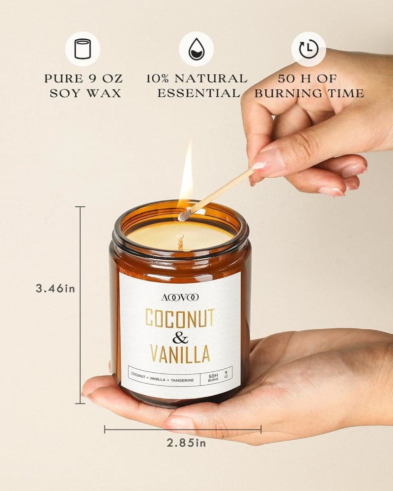 Amber jar coconut vanilla soy candle for cozy home fragrance and warm decor styling gallery view 1