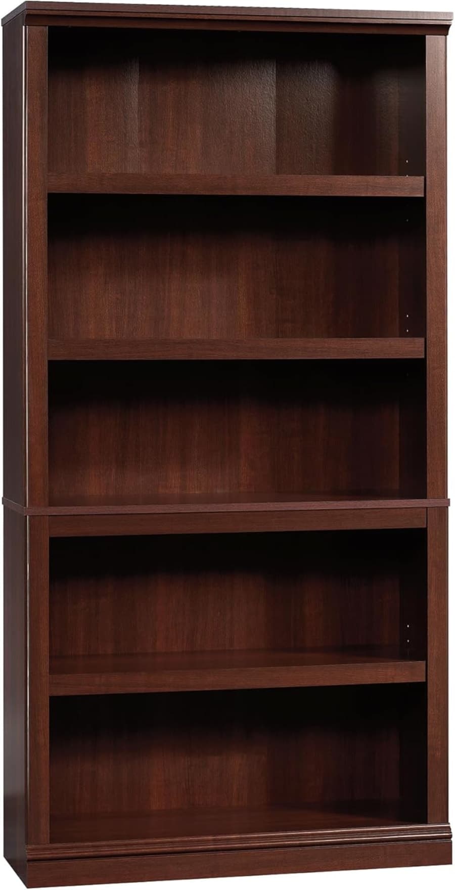 Cherry wood bookcase with open shelves and classic style for living rooms, home offices, and reading nooks.