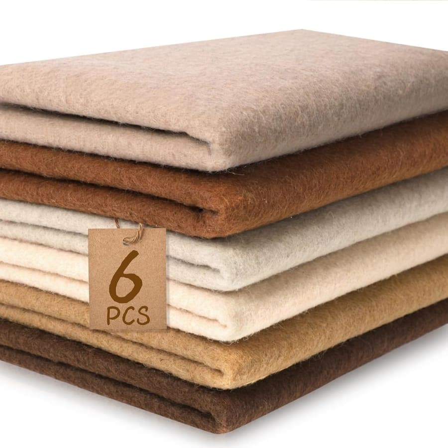 Earth tone felt fabric sheets in beige, brown, cream, and tan for DIY home decor crafts